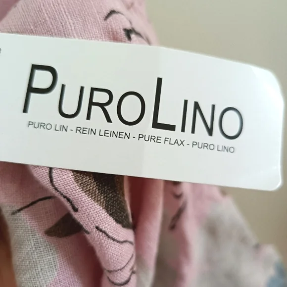 NWT PURO LINO 100% Linen Dress Made in Italy Floral Print Cap Sleeve Pockets M - Picture 11 of 17